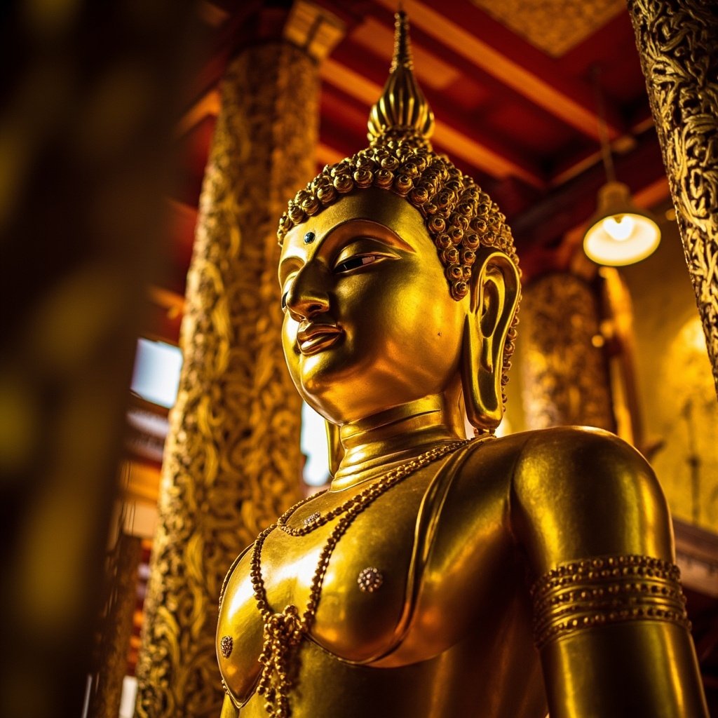 Statue dorée de Bouddha temple Thaïlande
