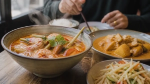 Tom yam, massaman, som tam
