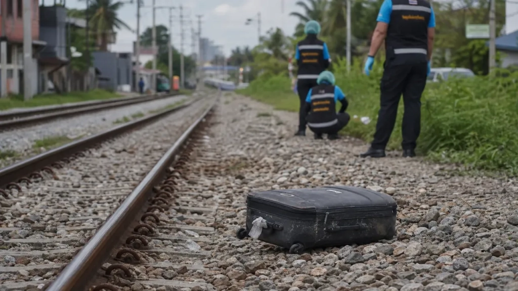 Une valise près des rails de Jomtien