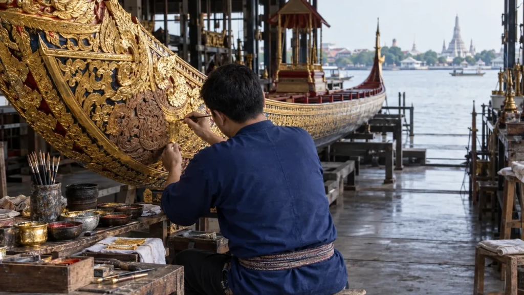 Dans les ateliers de Bangkok, les artisans restaurent les barges royales